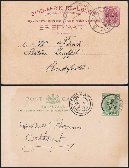 8 x Transvaal/ZAR/VRI Post Cards, Used/Unused - Good Postmarking & Handstamps!