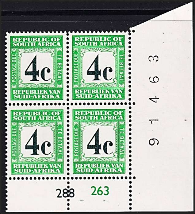1969/71 RSA 4c Postage Due UMM(**) Control CC.58H  @ CV  R3,200