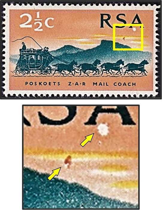 1969 RSA 2½c UMM(**) Listed Variety - White Mark below "A" & Dark Mark in Clouds