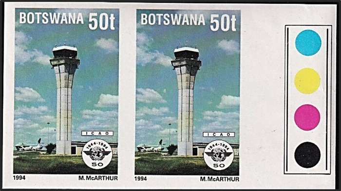1994 Botswana 50t UMM(**) Imperf Marginal Pair (With Robot marking) - Scarce!