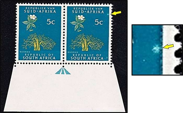 1968 RSA CC.267 UMM(**) Arrow Pair Variety - White Blob near Right Margin