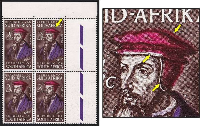 1964 RSA Calvin UMM(**) Block - Prominent Magenta Colour Shift