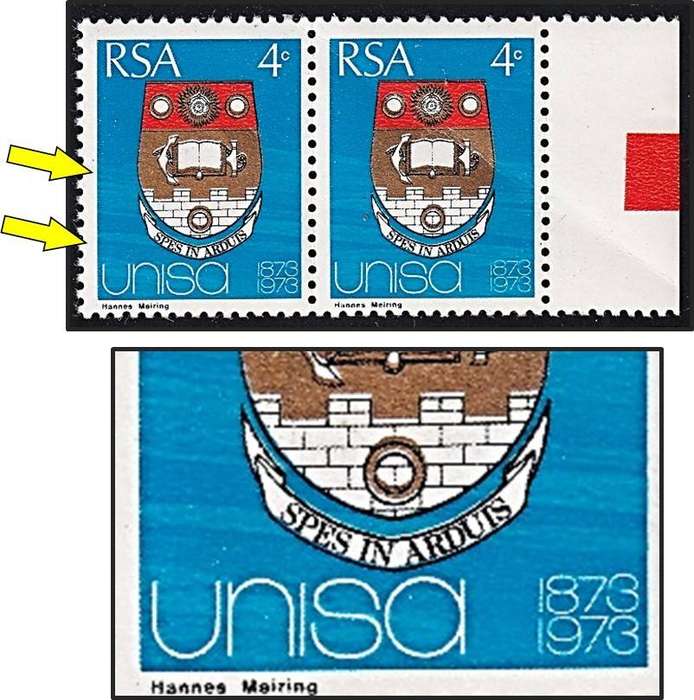1973 RSA 4c UMM(**) Pair with Prominent Blue Horizontal Smudging of the Blackground
