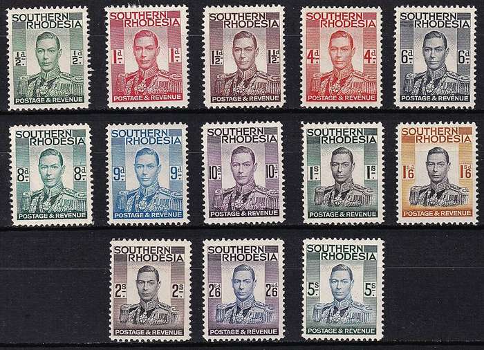 1937 Southern Rhodesia KGVI Fresh UMM(**) Set & VFU Set  @ CV  R2,220