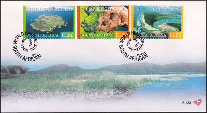 2000 RSA World Heritage Sites UMM(**) Set in Sheetlets of 10 & FDC  @ R485