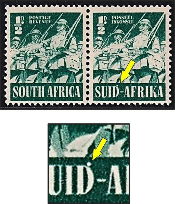 1941 Union ½d MM(*) Infantry UHB Var.2 - White Dot over "D" of SUID