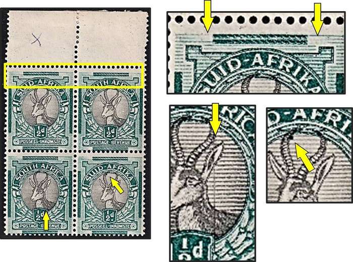 1936 Union ½d UMM(**), V-Line, Weak Frame Lines & Tick on Horn - Nice Combo!