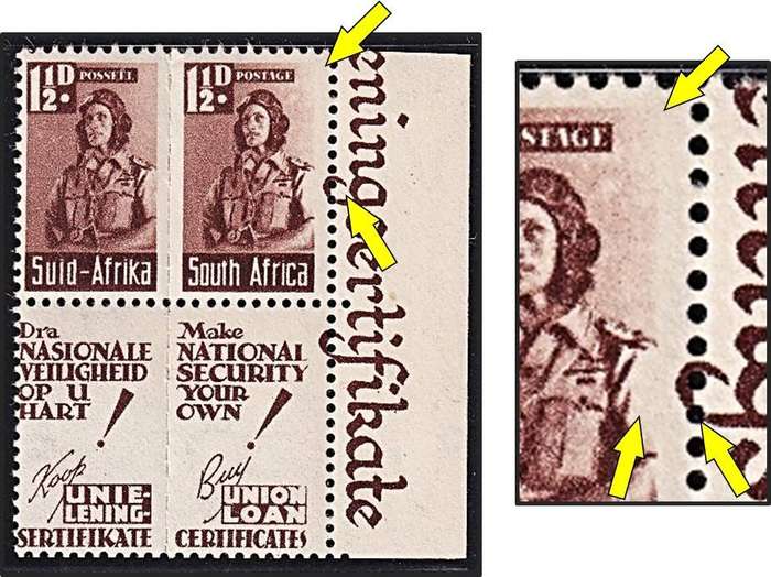 1942 Union 1½d Airman UMM(**) Variety - Missing Background, White Sleeve & Slogan on Stamp