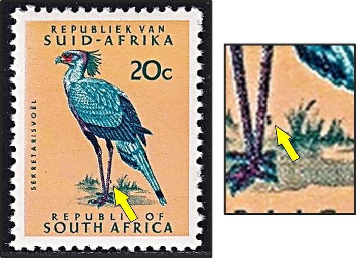 1973 RSA 20c UMM(**) Flaw - Mark next to Leg