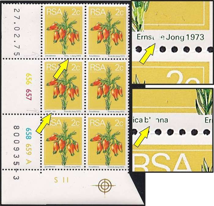 1974 RSA 2c UMM(**) Variety -  Missing Lettering