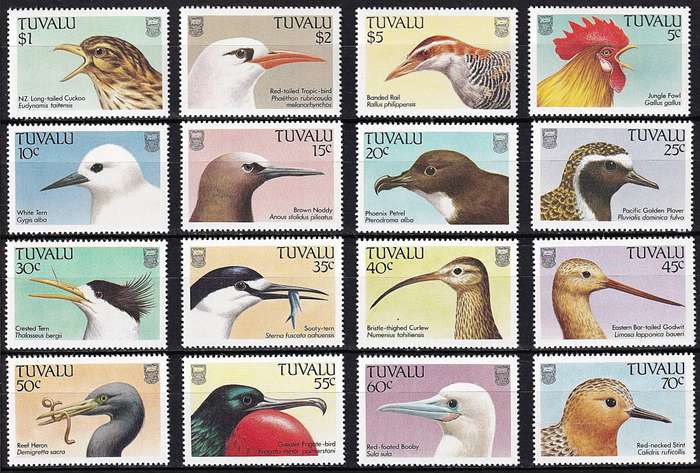 1988 Tuvalu Birds UMM(**) Set of 16 - Fantastic Thematic!