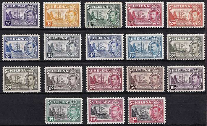 1938 St Helena KGVI MM(*) Set & Shades SG.131/140  + Extra @ CV  R4,750+