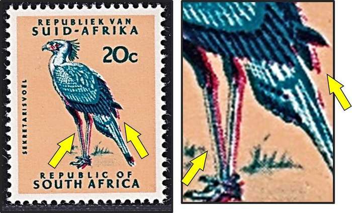 RSA 1st Definitive 20c UMM(**) Variety - "Double Legs" Flaw