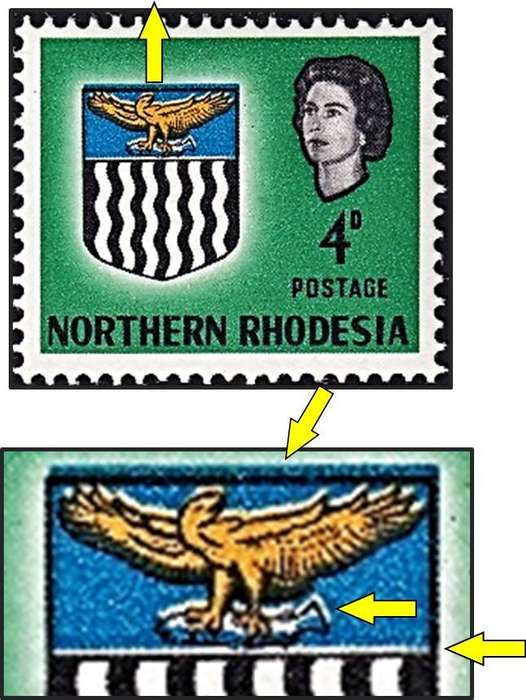1963 Northern Rhodesia QEII 4d MM(*) Flaw - Upwards Blue Colour Shift
