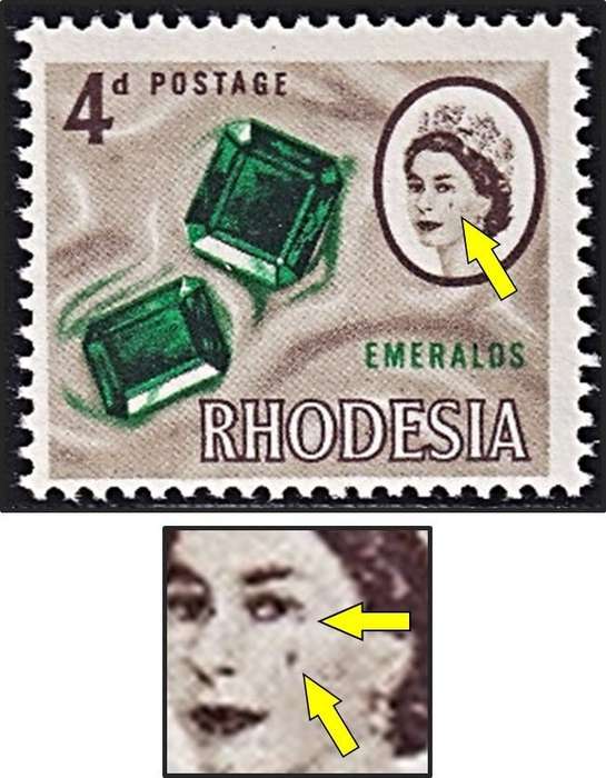 1966 Rhodesia 4d UMM(**) Variety -  Spots on Queen's Face