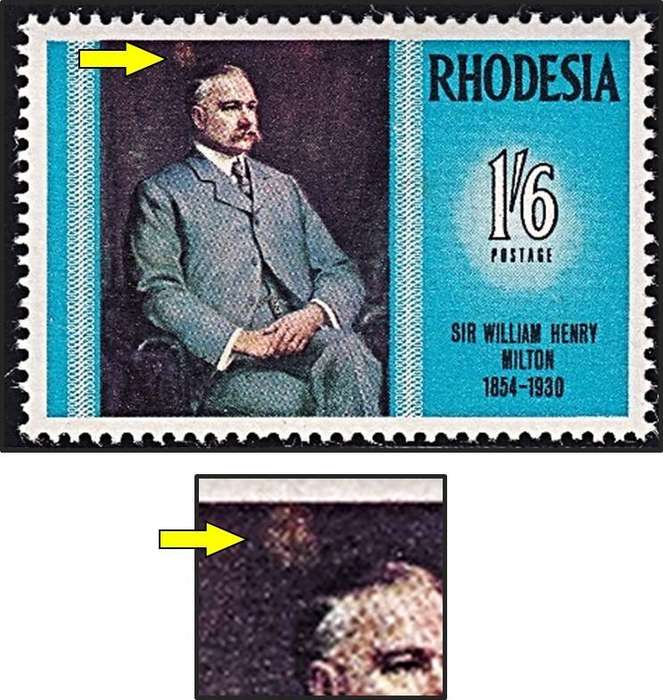 1969 Rhodesia 1/6 UMM(**) Variety -  "Bright Idea" above Sir Milton's Head