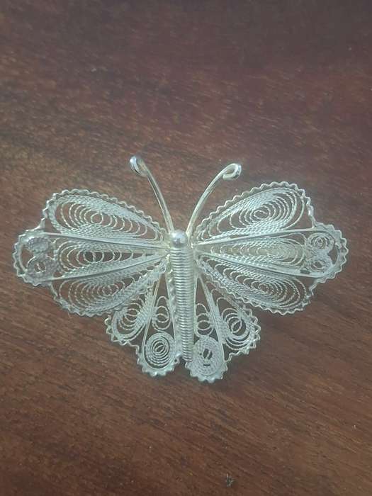 Sterling Silver Filigree Butterfly Brooch C1950s