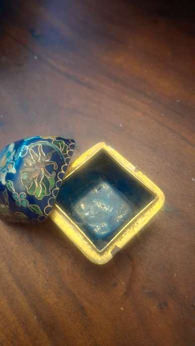 Vintage enamel inlaid box with copper