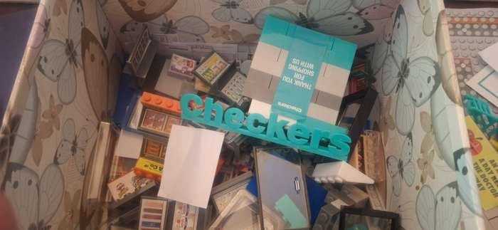 Checkers Lego-like collectables  and you can build an entire store