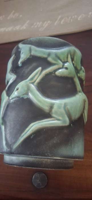 Vintage Cortendorf Dear Jar Pottery Germany Turquoise Retro MCM