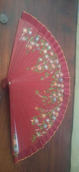 Vintage wooden handpainted fan