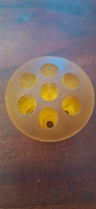 Amber vintage 1930 vase with flower frog