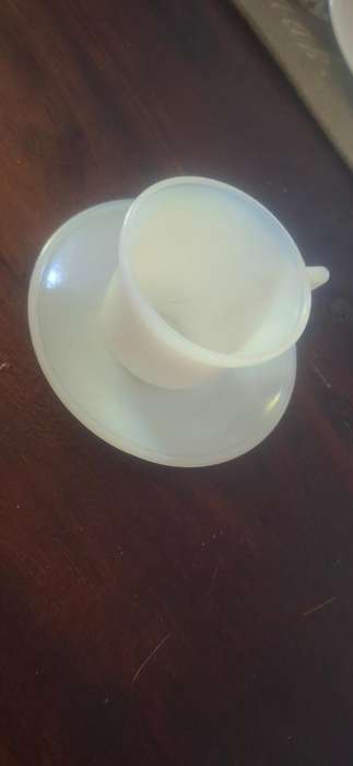 Milk glass cup and saucer vintage