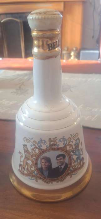 1980s Royal Andrew and Sarah wedding bell whisky decanter