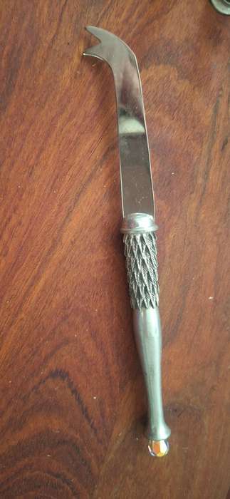 Wooden cheese plate with knife