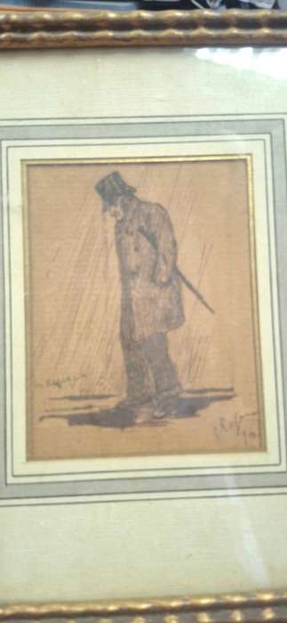 Vintage framed pen drawings x 3