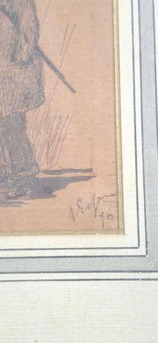 Vintage framed pen drawings x 3