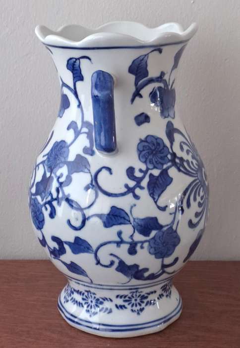 Chinese Blue and White Vase with Twin Handles