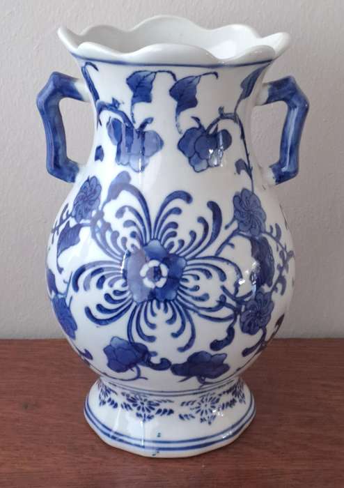 Chinese Blue and White Vase with Twin Handles