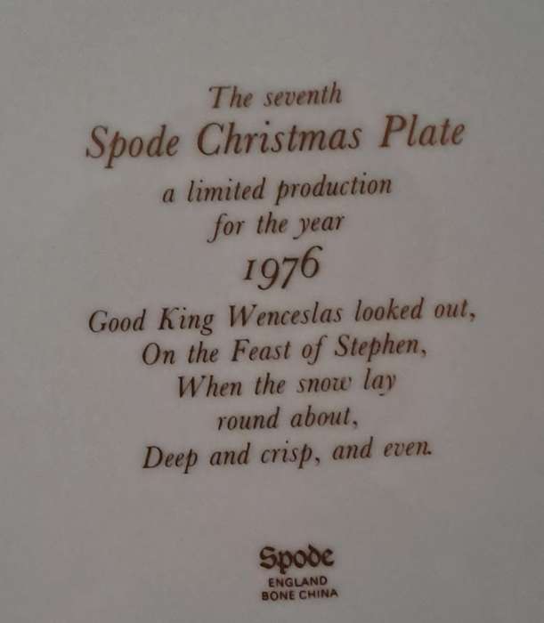 Spode Christmas Plate 1976