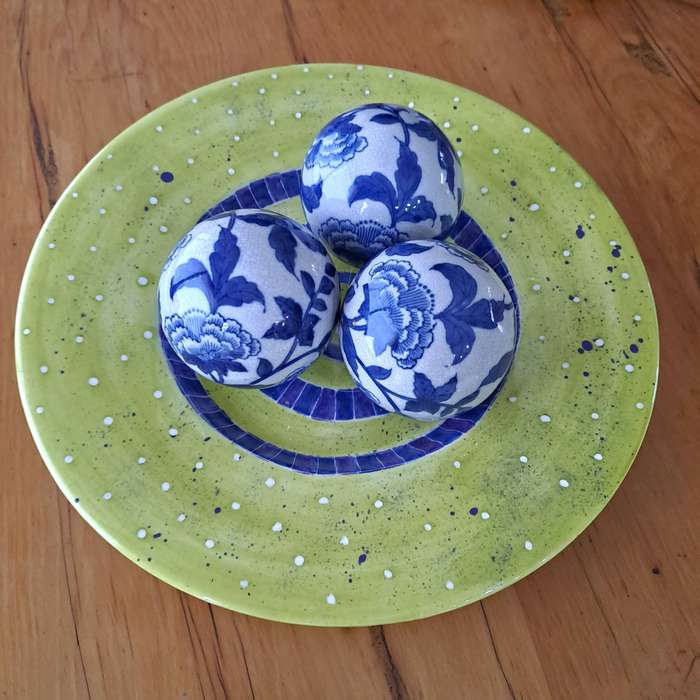 Blue and White Ceramic Balls - 10 cm diameter
