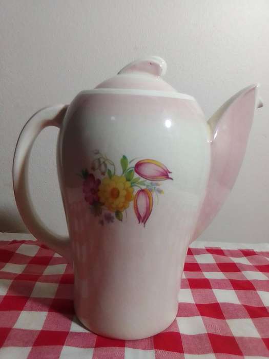 1935 Susie Cooper Dresden Spray with Pink Band Coffee Pot in excellent condition for it's AGE.