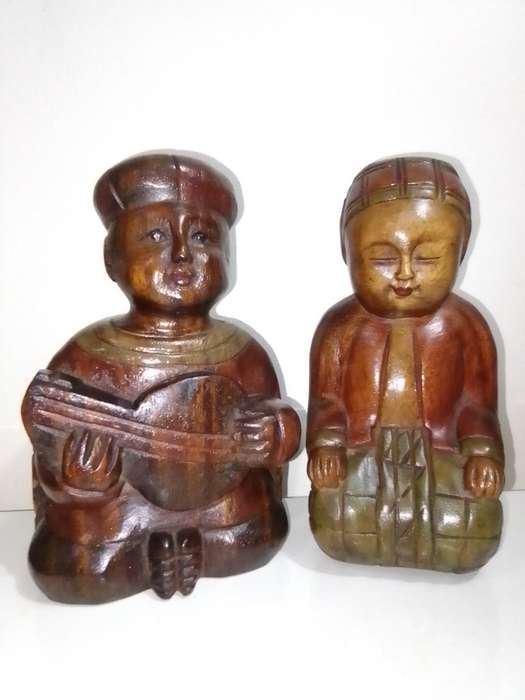 Very Rare Antique Collectable Chinese Carved Wood Ancestor Statues copy from 19th Century figurines.