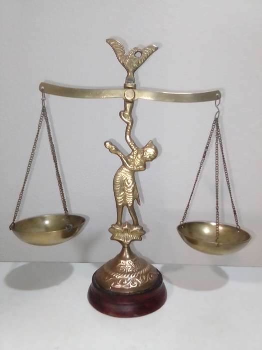 Vintage SCALES/ Egyptian Revival Vibe/ Wood base & Brass Metal Decorative Scale.