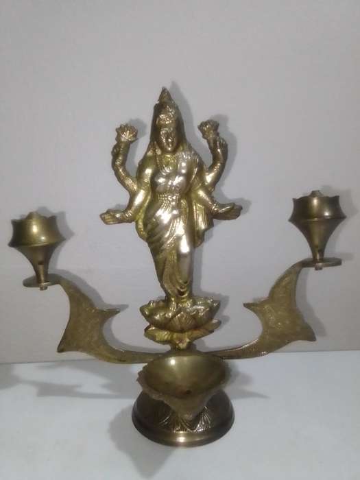 Lighted oil lamp or Incense burner brass Onam Diwali vishu celebration Indian festival