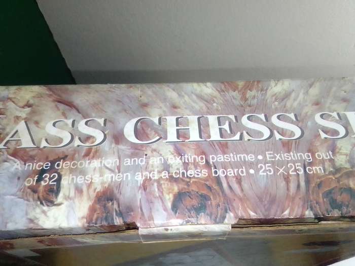 In box vintage Glass Classic chess Set with storage in wooden case ideal game for 2 players