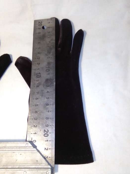 Elegant Vintage of 1960's ladies Velvet gloves. Size X/Small to Small stretch gloves shiny Brown.
