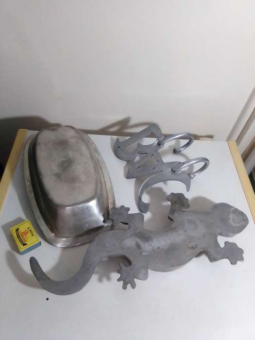 Vintage Aluminium Salamander Weight 4Kg's, ABC coat hanger, Bowl Sun City.