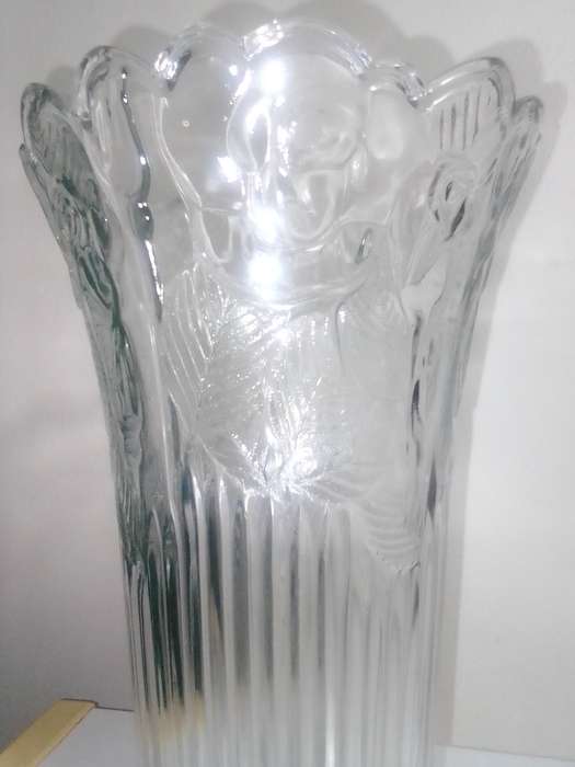 Italian Rose Patterned Glass 265mm Tall. Vase - Vetreria di Borgonovo - ca. 1950s