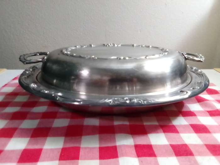 Vintage EMESS X 2 TUREENS. Silver Plated Oval Serving Dish, Casserole Dish Holder, Ornate Dining.