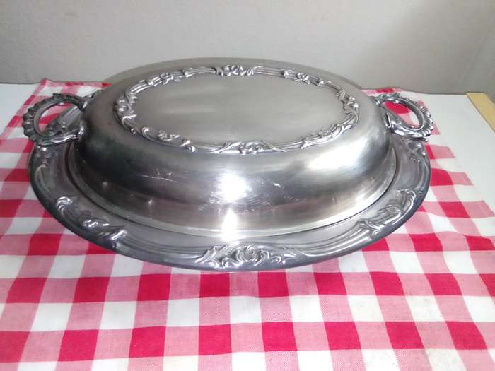Vintage EMESS X 2 TUREENS. Silver Plated Oval Serving Dish, Casserole Dish Holder, Ornate Dining.