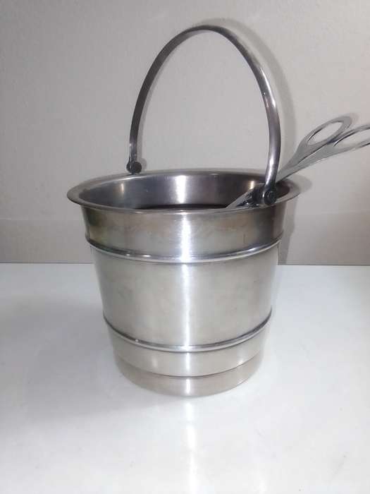 EMESS silver plate Ice bucket with Tong's and drip plate and Elweco Mft handled serving dish.