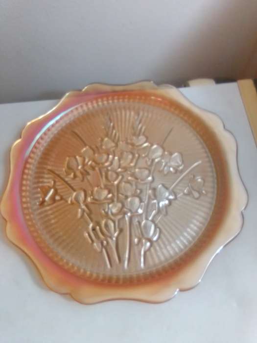 Vintage Arcoroc Glass Salad Bowl - Cristal dArques - Made in France + Platter Jeannette Iridescent