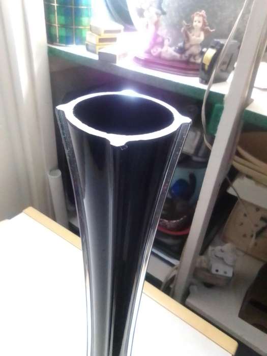 1970's Vintage long stemmed square black Eifel Tower/pencil art glass Vase.