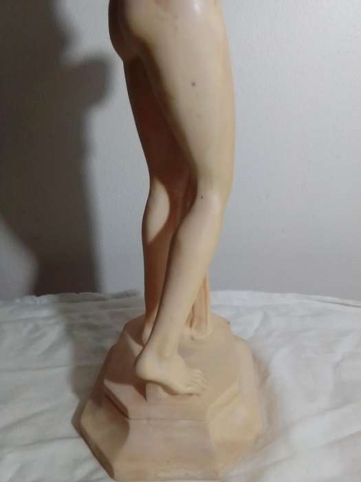 A Large Vintage Stamped: A Santini. A Greek bathing Lady with towel statue. 40,5cm Tall