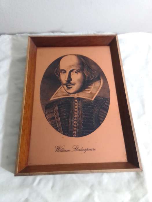 Vintage English. William Shakespeare Copper Plate Etching. Lithograph print in a gold guild frame.
